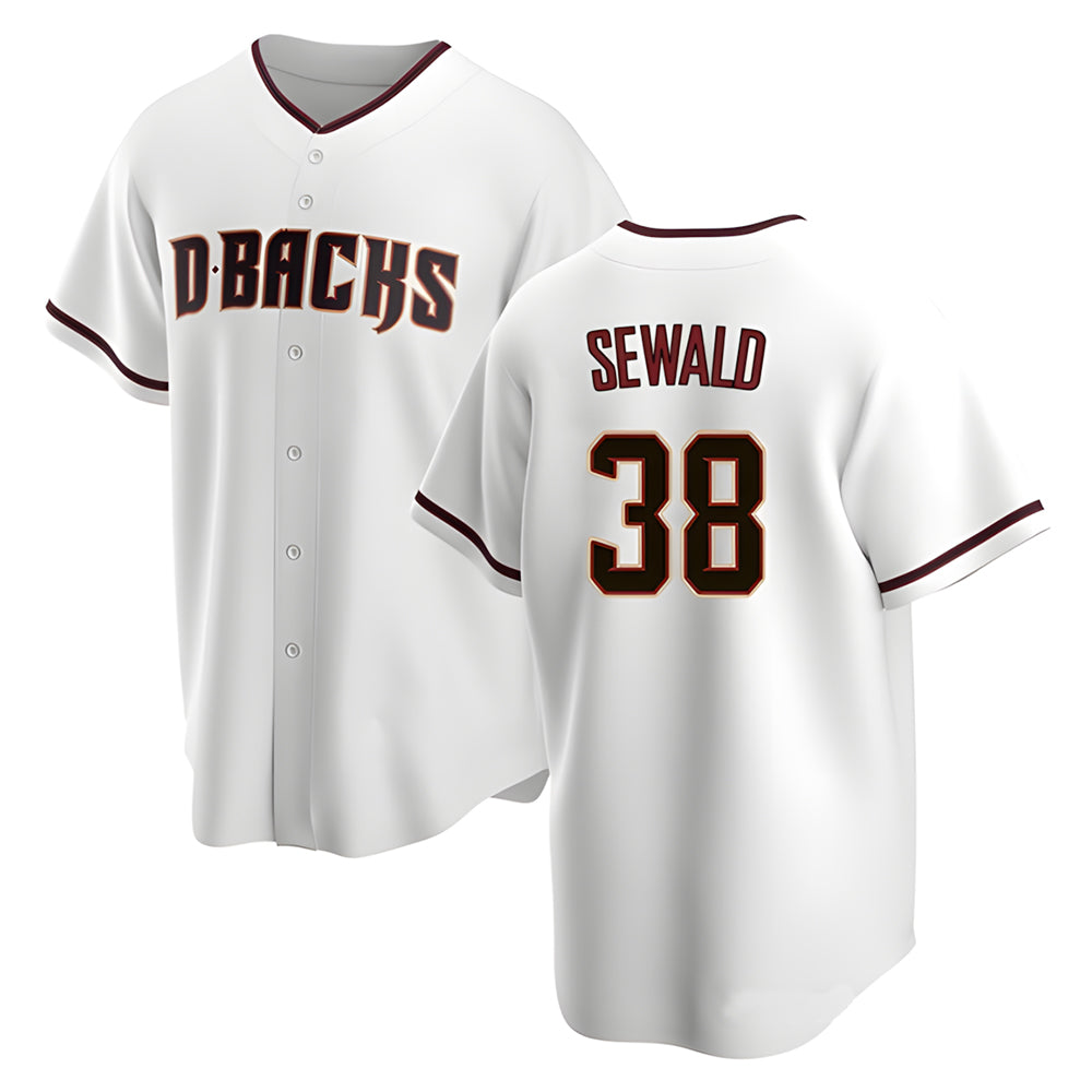 STECN A.Diamondbacks #38 Paul Sewald Player White Replica Home Stitched Jersey