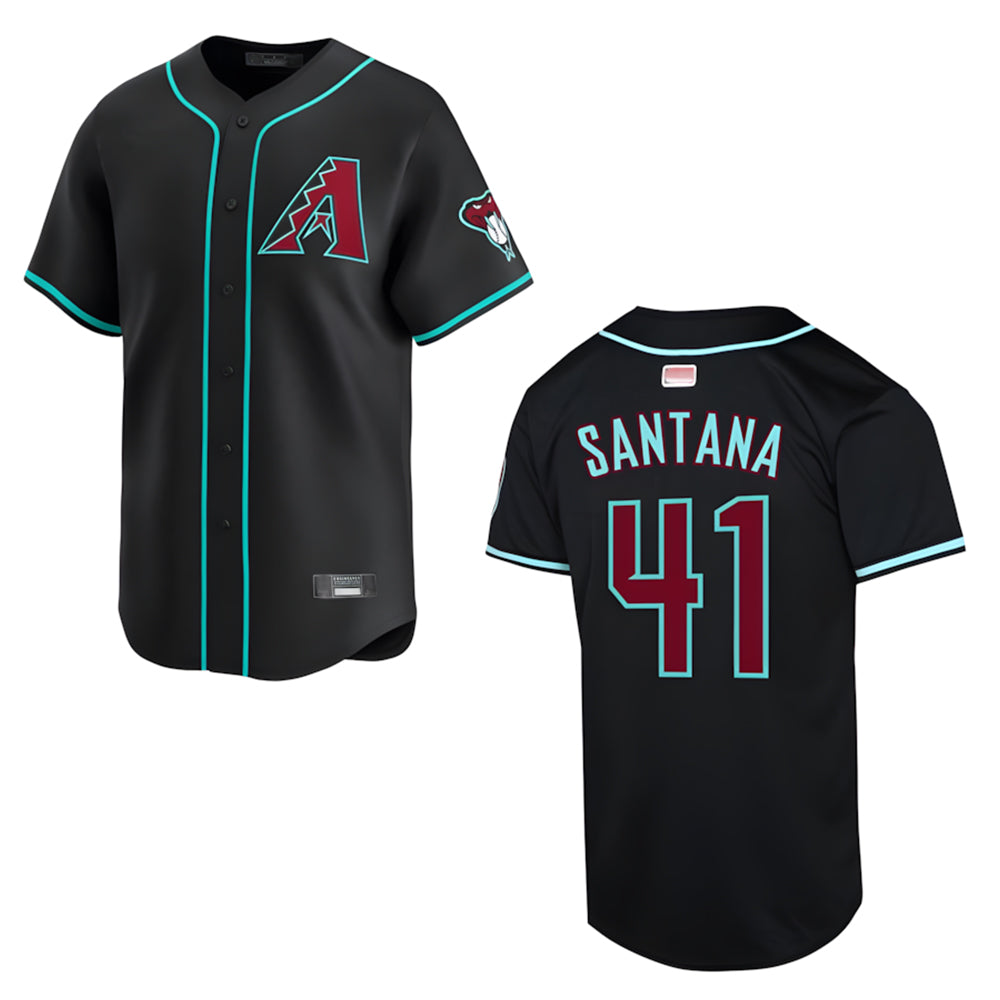 STECN A.Diamondbacks #41 Carlos Santana Player Black Player game time Stitched Jersey