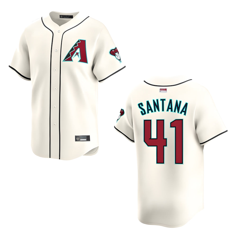 STECN A.Diamondbacks #41 Carlos Santana Player Cream game time Stitched Jersey