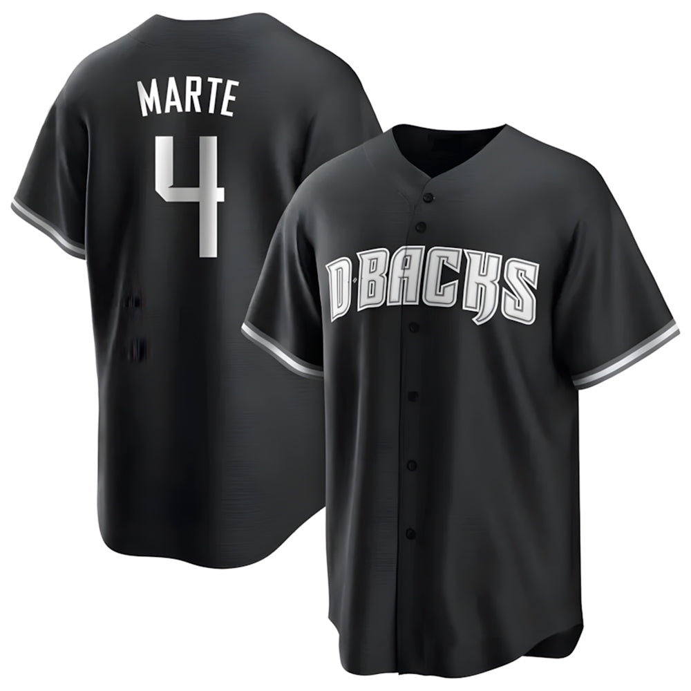 STECN A.Diamondbacks #4 Ketel Marte Player Black Pointed collar Replica Game Stitched Jerseys