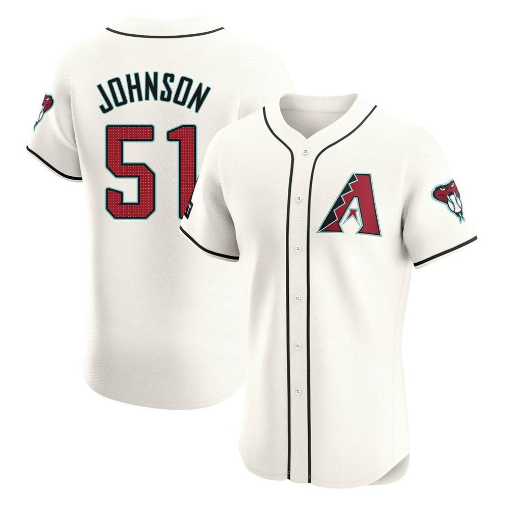 STECN A.Diamondbacks #51 Randy Johnson Player Cream Elite Home Patch Stitched Jerseys