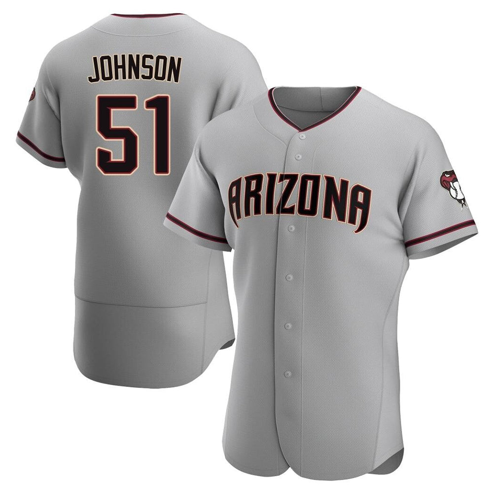 STECN A.Diamondbacks #51 Randy Johnson Player Gray Authentic Road Stitched Jerseys