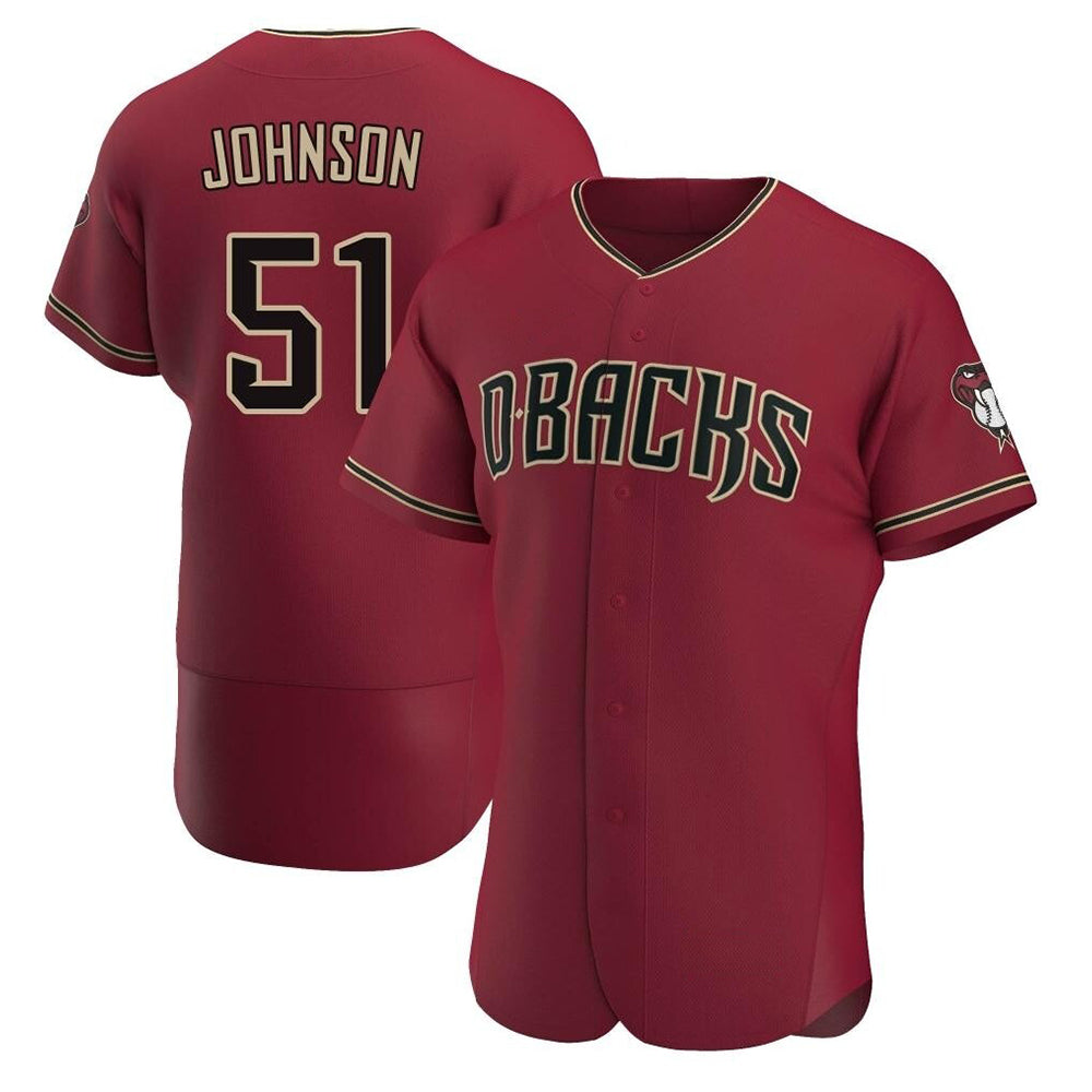 STECN A.Diamondbacks #51 Randy Johnson Red Authentic Crimson Alternate Stitched Jerseys