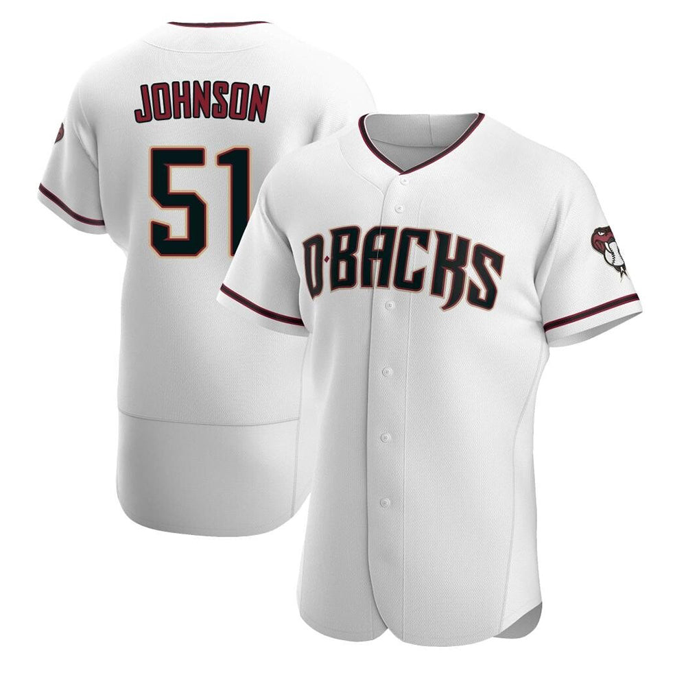 STECN A.Diamondbacks #51 Randy Johnson White Authentic Crimson Home Stitched Jerseys