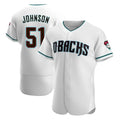 STECN A.Diamondbacks #51 Randy Johnson White Teal Alternate Authentic Stitched Jerseys
