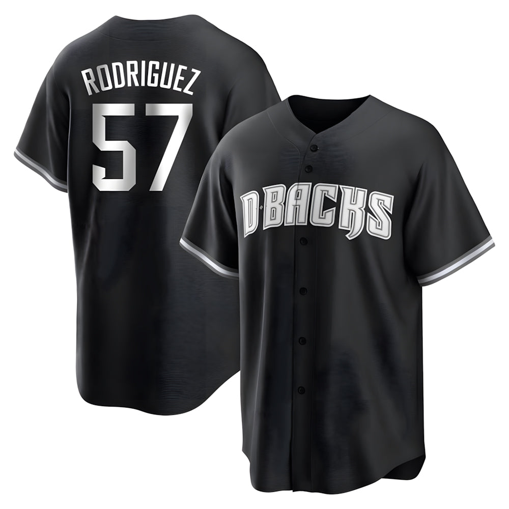 STECN A.Diamondbacks #57 Eduardo Rodriguez Player Black White Replica Alternate Stitched Jersey