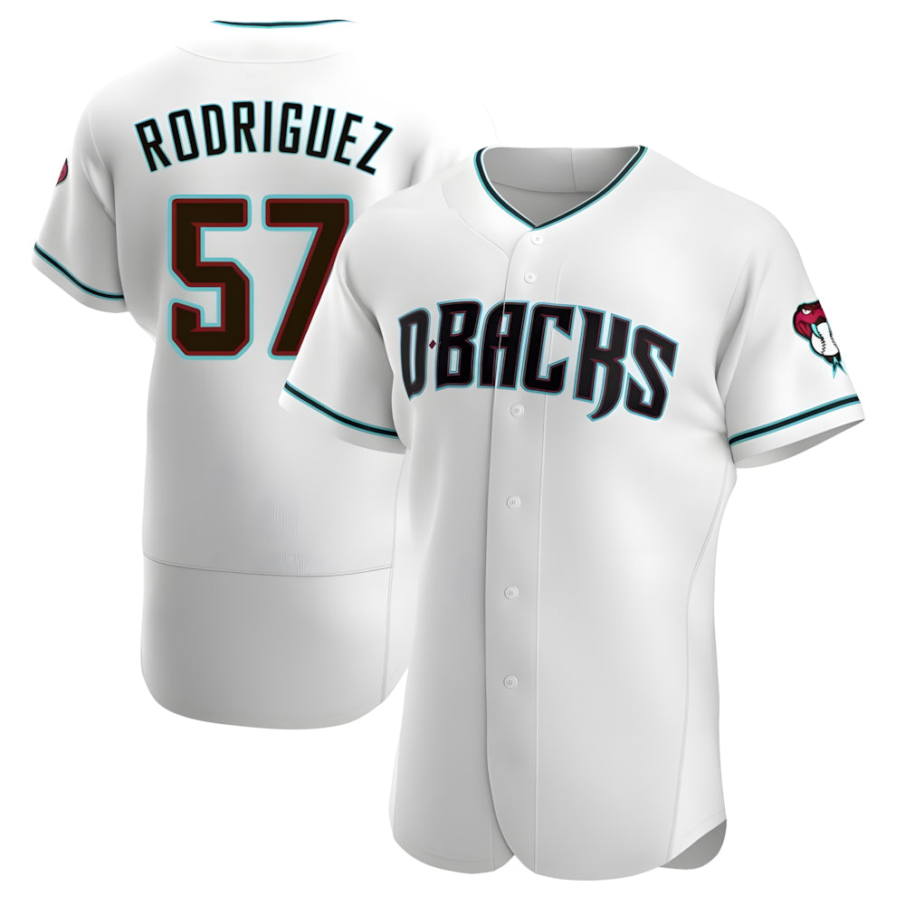 STECN A.Diamondbacks #57 Eduardo Rodriguez Player White Teal Alternate Stitched Jersey