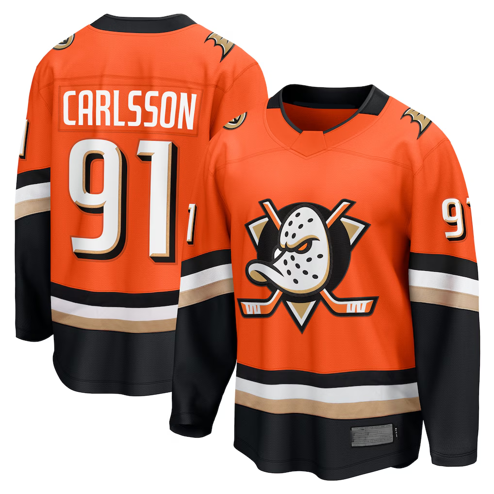 STECN A.Ducks #91 Leo Carlsson Orange Home Breakaway Jerseys