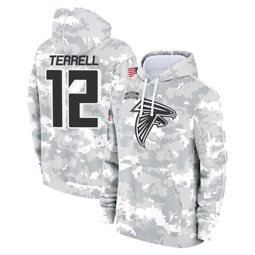 STECN A.Falcons #12 Avieon Terrell Player Arctic Camo Salute to Service Limited Hoodie Stitched Jerseys