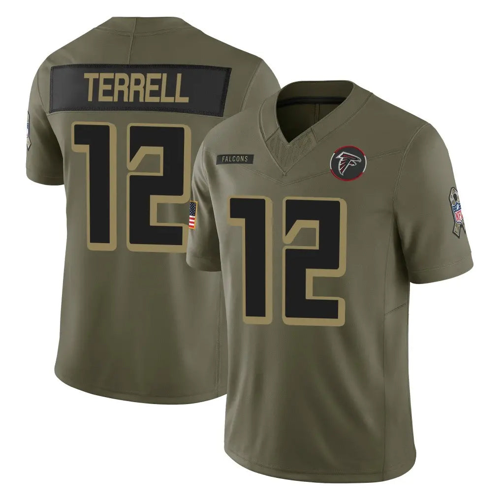 STECN A.Falcons #12 Avieon Terrell Player Olive Salute To Service Limited Home Game Stitched Jerseys