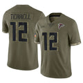 STECN A.Falcons #12 Avieon Terrell Player Olive Salute To Service Stitched Jerseys