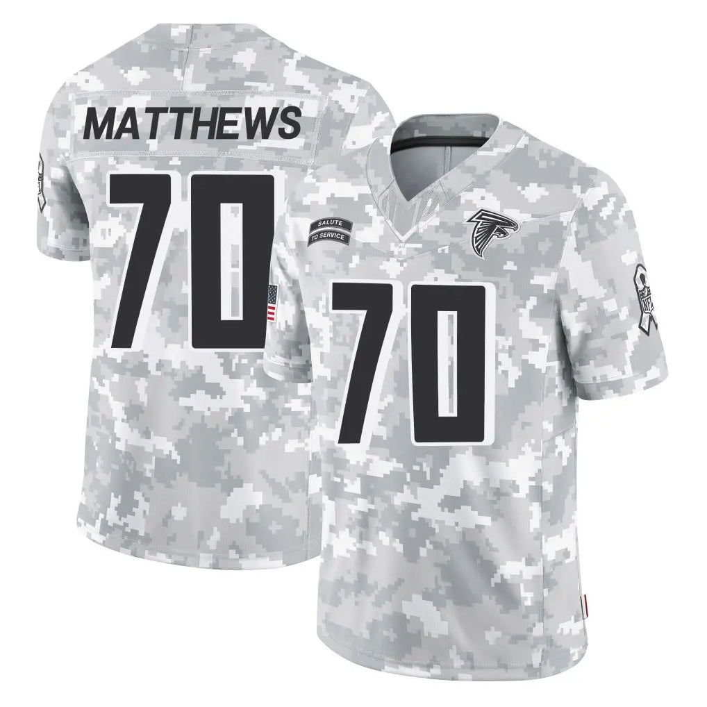 STECN A.Falcons #70 Jake Matthews Player Arctic Camo Salute to Service Limited Stitched Jerseys