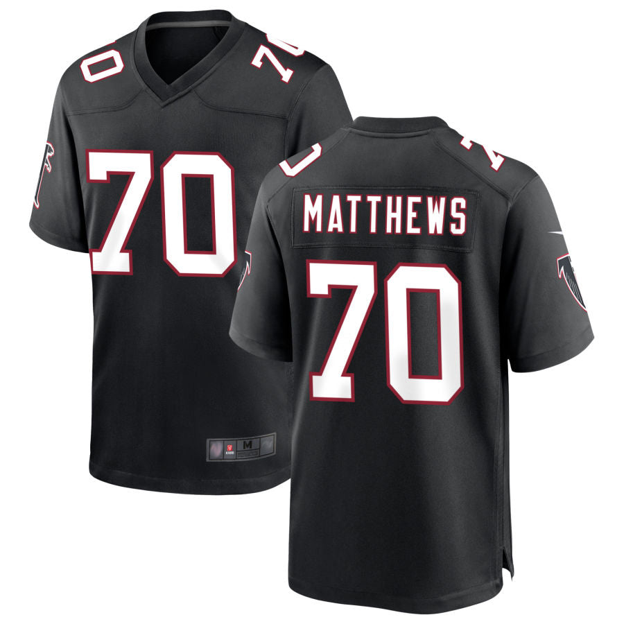 STECN A.Falcons #70 Jake Matthews Player Black Throwback Game Stitched Jerseys