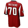 STECN A.Falcons #70 Jake Matthews Player Red Game Stitched Jerseys