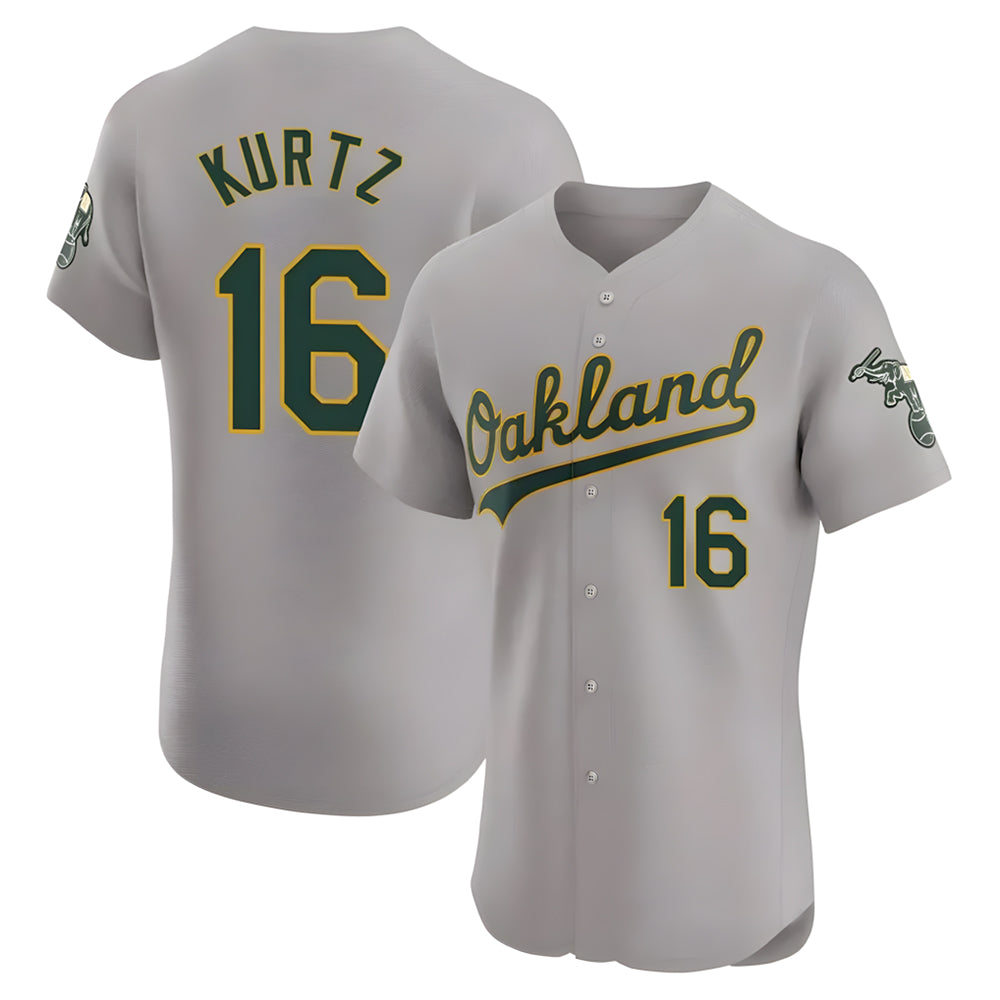 STECN Athletics #16 Nick Kurtz Player Gray Elite Road Stitched Jerseys
