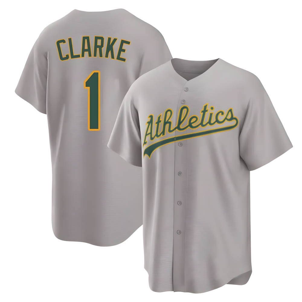 STECN Athletics #1 Denzel Clarke player Gray Replica Away Stitched Jersey