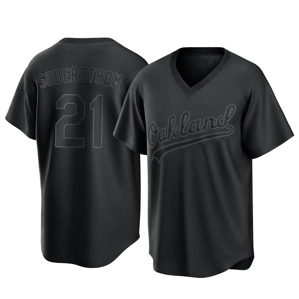 STECN Athletics #21 Tyler Soderstrom Player Black Replica Pitch Fashion Stitched Jersey