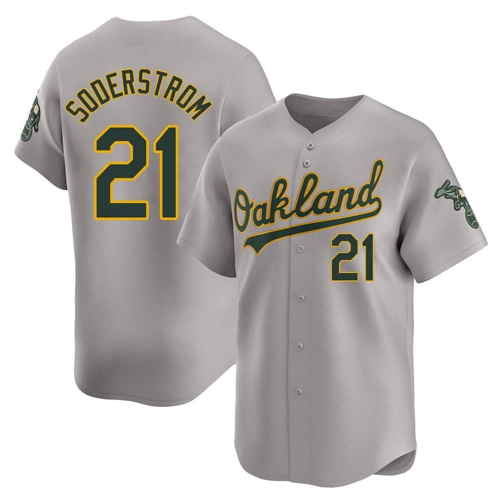 STECN Athletics #21 Tyler Soderstrom Player Gray Limited Away Stitched Jersey