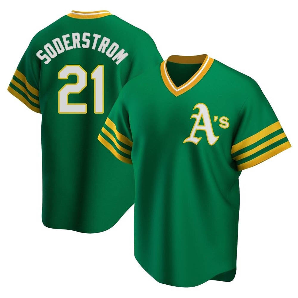 STECN Athletics #21 Tyler Soderstrom Player Green Replica Cooperstown Collection Stitched Jersey