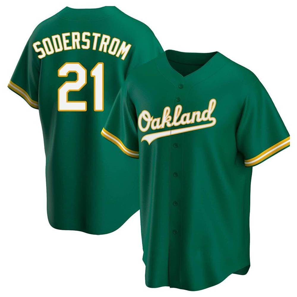 STECN Athletics #21 Tyler Soderstrom Player Green Replica Kelly Alternate Stitched Jersey