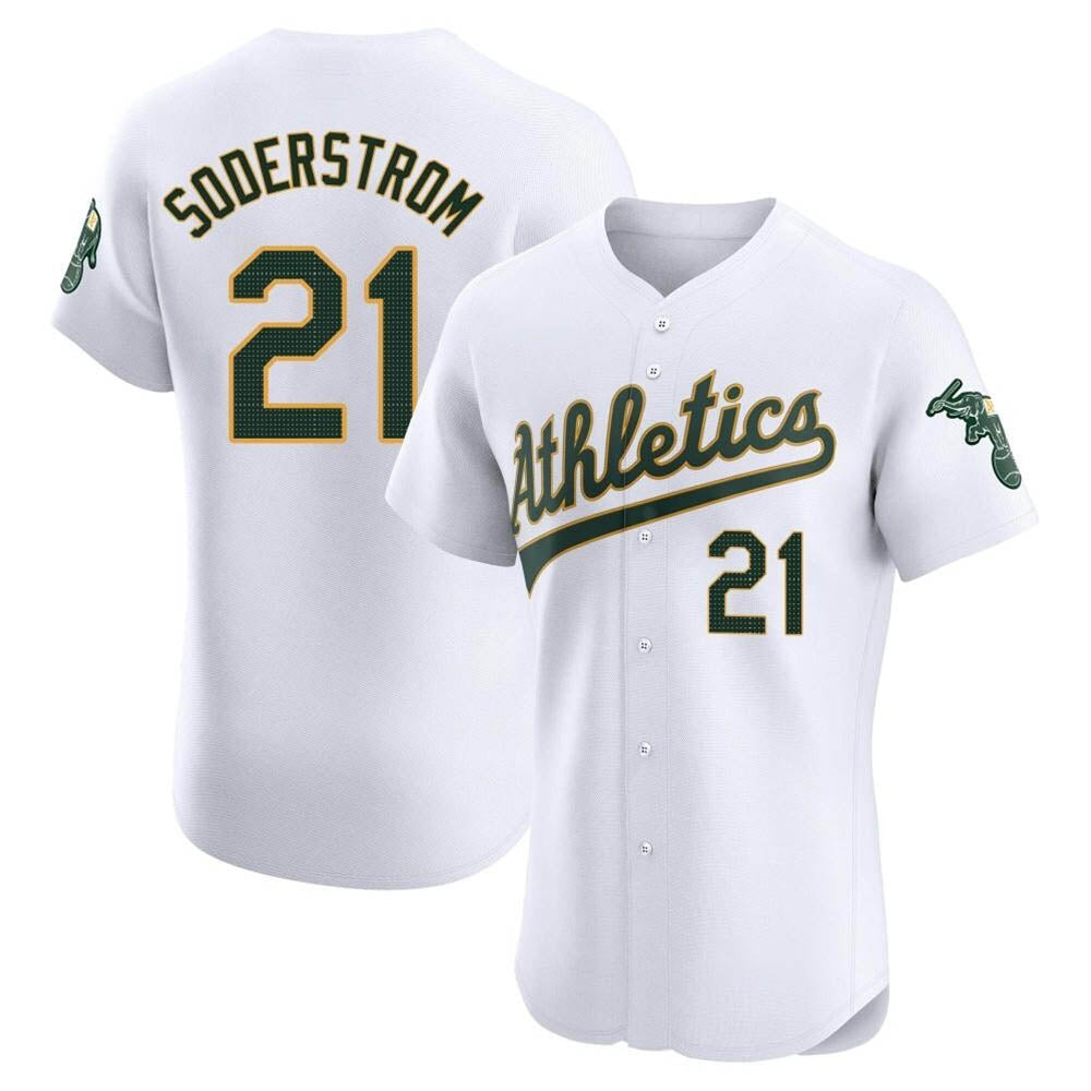 STECN Athletics #21 Tyler Soderstrom Player White Elite Home Stitched Jersey