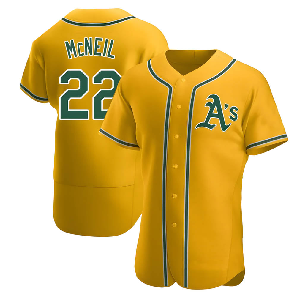 STECN Athletics #22 Jeff McNeil player Gold Authentic Alternate Stitched Jersey