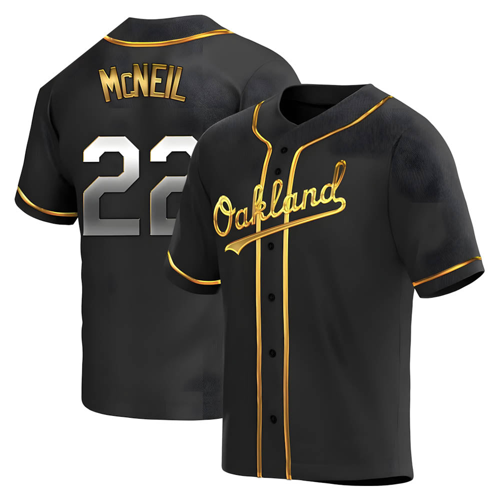 STECN Athletics #22 Jeff McNeil player Gold Replica Black en Alternate Stitched Jersey