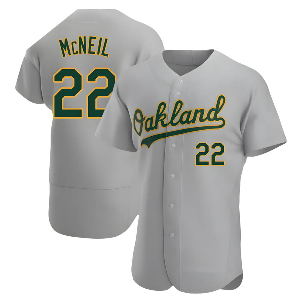 STECN Athletics #22 Jeff McNeil player Gray Authentic Road Stitched Jersey