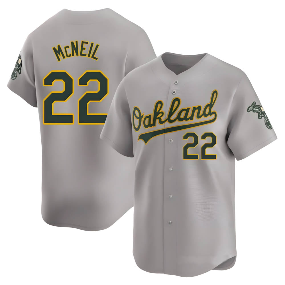STECN Athletics #22 Jeff McNeil player Gray Limited Away Stitched Jersey