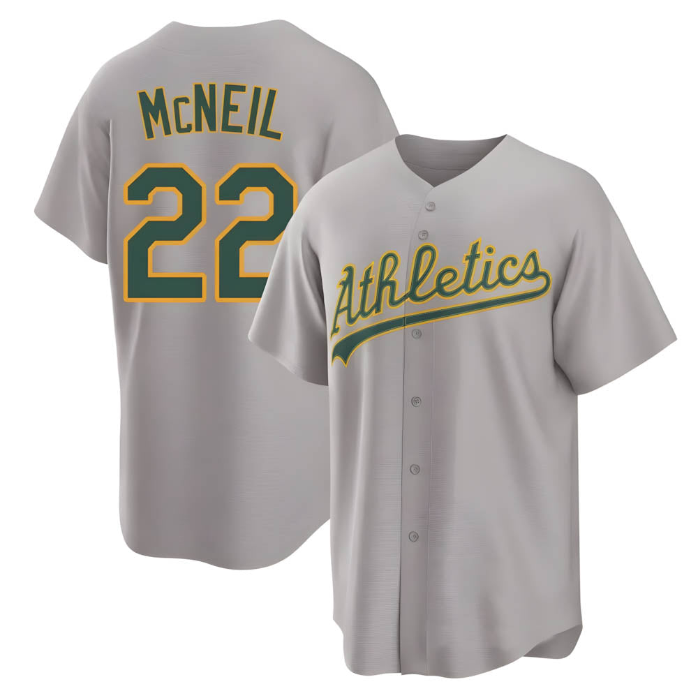 STECN Athletics #22 Jeff McNeil player Gray Replica Away Stitched Jersey