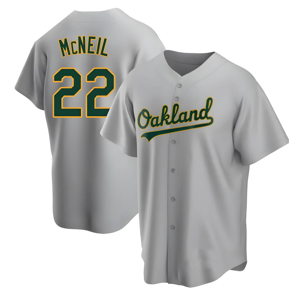 STECN Athletics #22 Jeff McNeil player Gray Replica Road Stitched Jersey