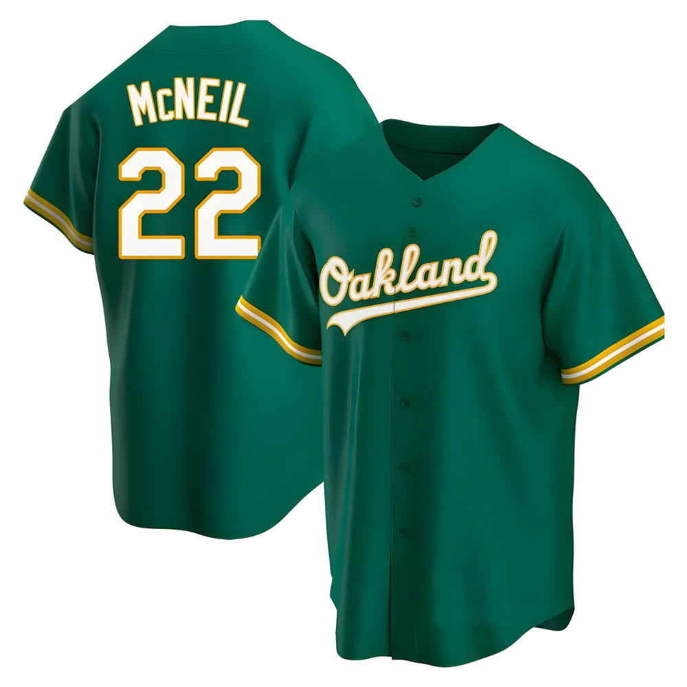STECN Athletics #22 Jeff McNeil player Green Replica Kelly Alternate Stitched Jersey