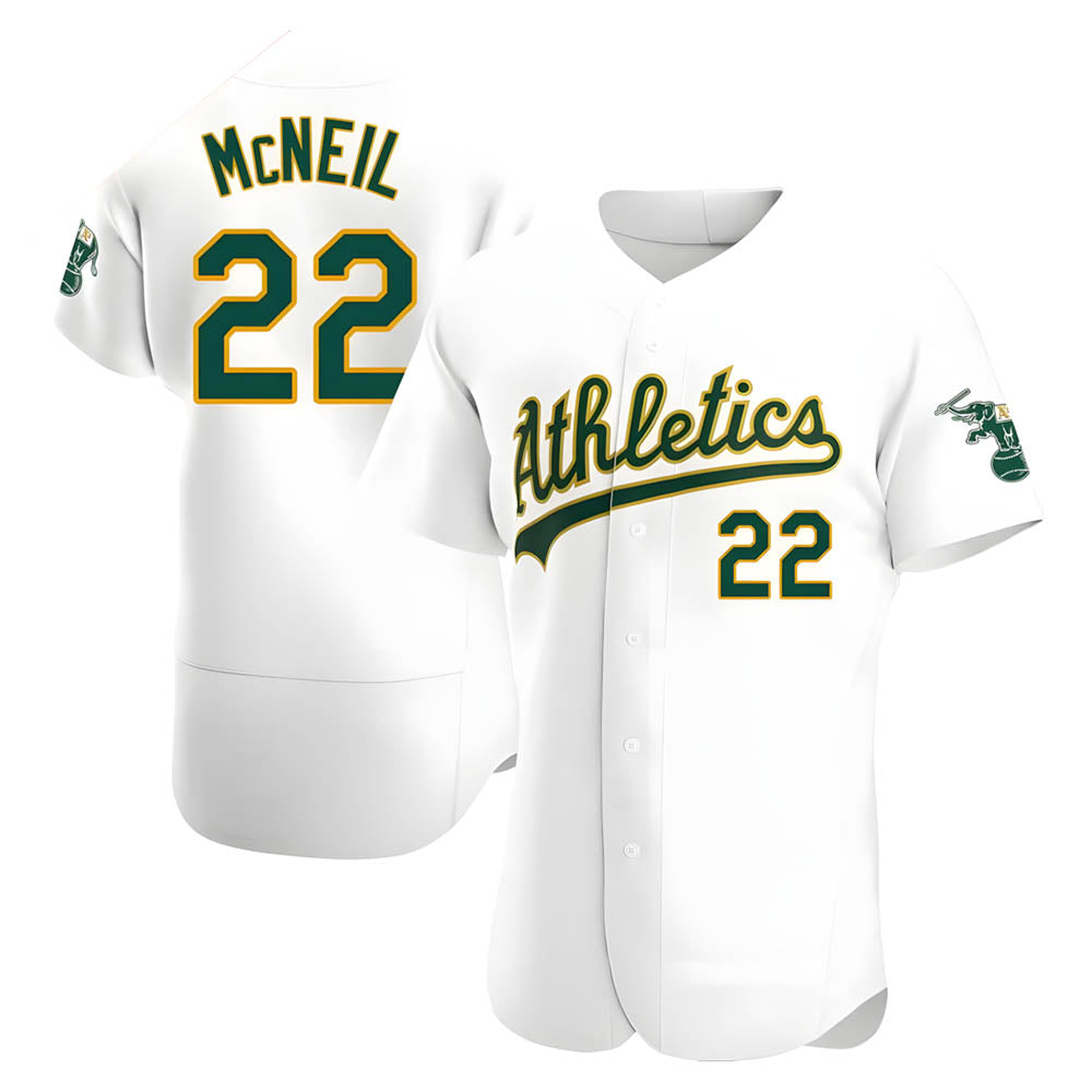 STECN Athletics #22 Jeff McNeil player White Authentic Home Stitched Jersey