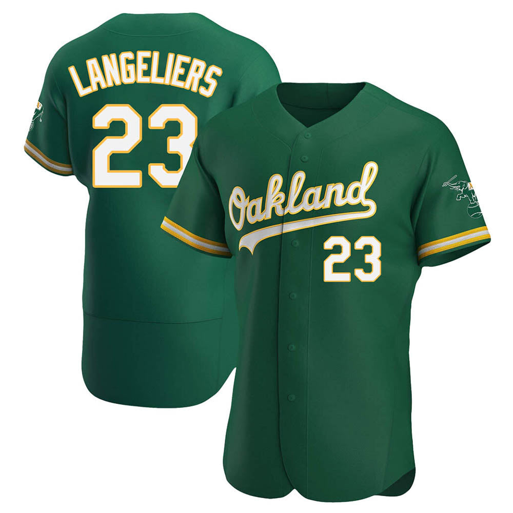 STECN Athletics #23 Shea Langeliers Player Green Authentic Kelly Alternate Stitched Jerseys