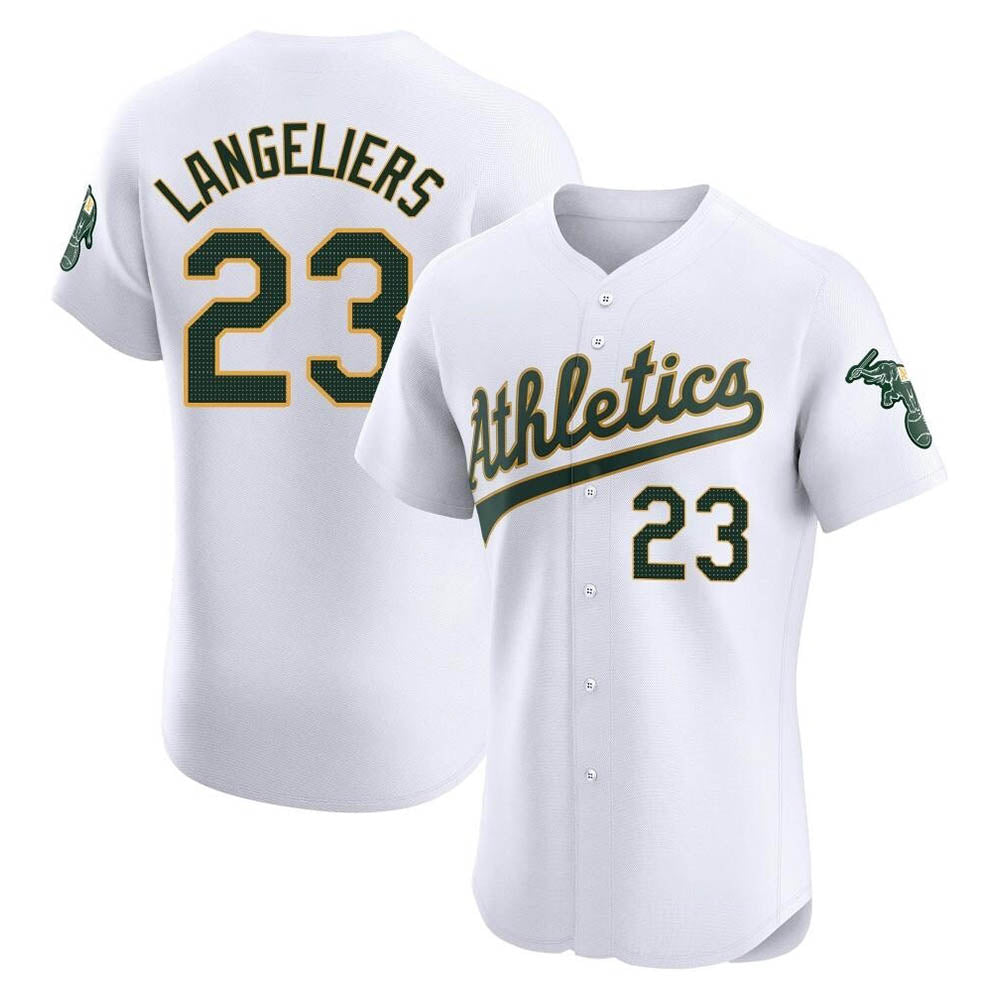 STECN Athletics #23 Shea Langeliers Player White Elite Home Stitched Jersey