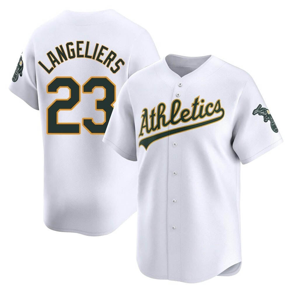 STECN Athletics #23 Shea Langeliers Player White Limited Home Stitched Jersey