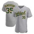 STECN Athletics #35 Rickey Henderson Player Gray Authentic Road Stitched Jersey