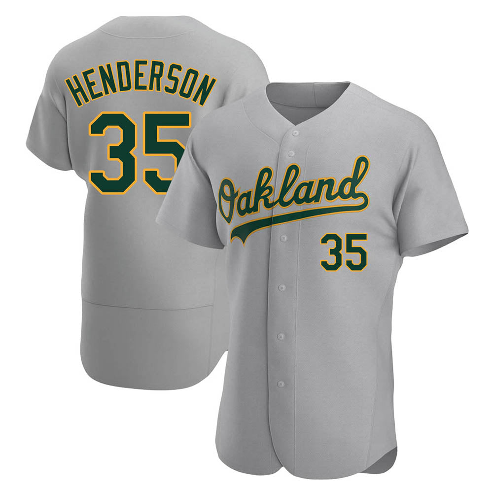 STECN Athletics #35 Rickey Henderson Player Gray Authentic Road Stitched Jersey