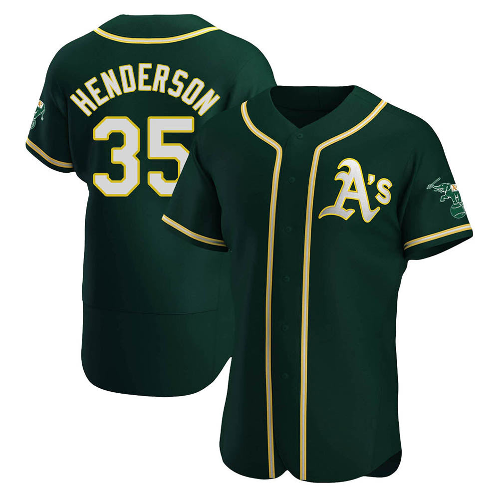 STECN Athletics #35 Rickey Henderson Player Green Authentic Alternate Stitched Jersey