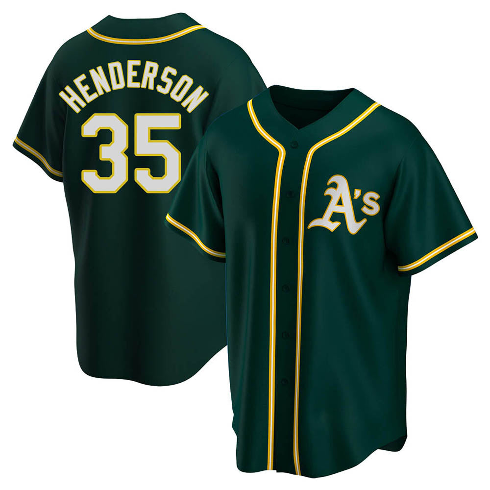 STECN Athletics #35 Rickey Henderson Player Green Replica Alternate Stitched Jersey