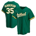 STECN Athletics #35 Rickey Henderson Player Green Replica Kelly Alternate Stitched Jersey