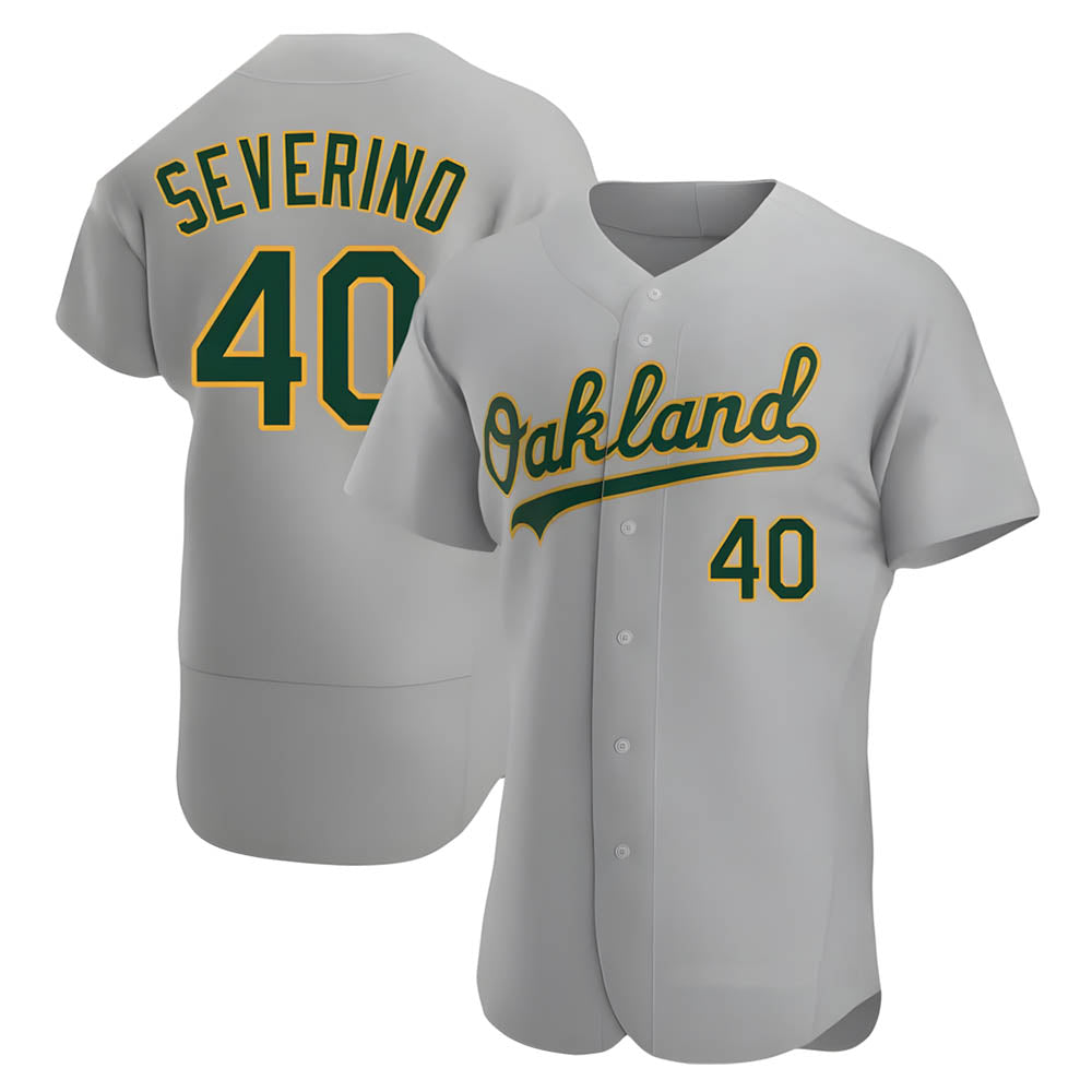 STECN Athletics #40 Luis Severino player Gray Authentic Road Stitched Jersey