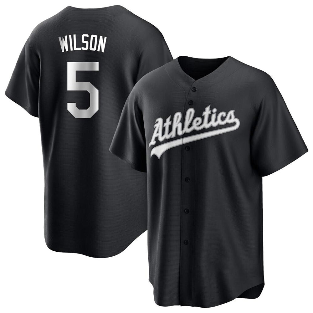 STECN Athletics #5 Jacob Wilson Black&White Replica Alternate Stitched Jersey