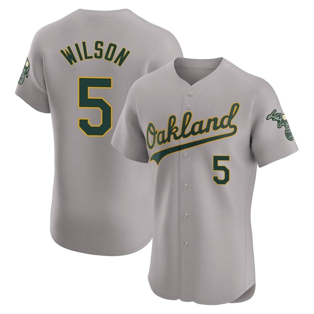 STECN Athletics #5 Jacob Wilson Gray Elite Road Stitched Jersey