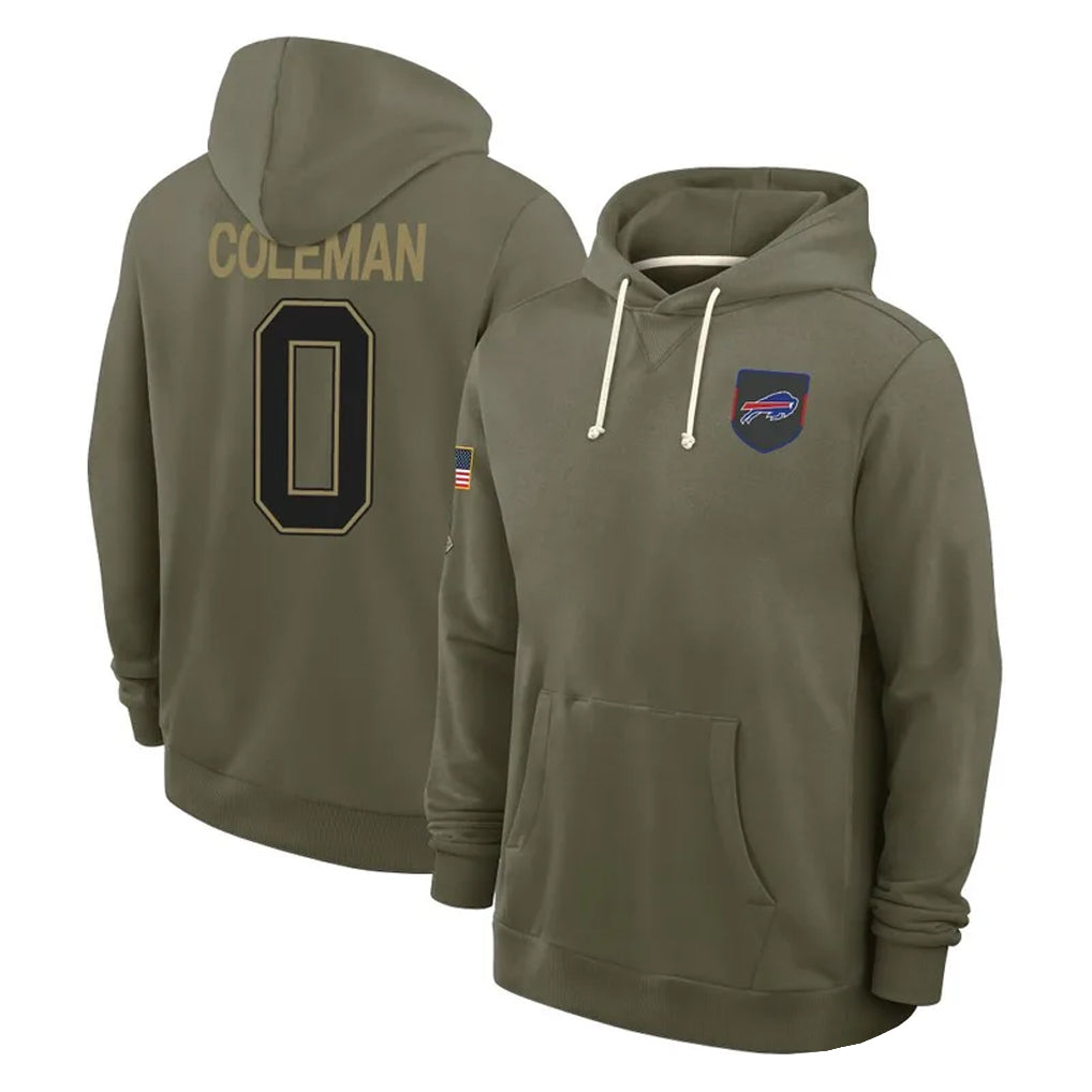 STECN B.Bills #0 Keon Coleman Player Olive Salute To Service Hoodies Game Stitched Jerseys