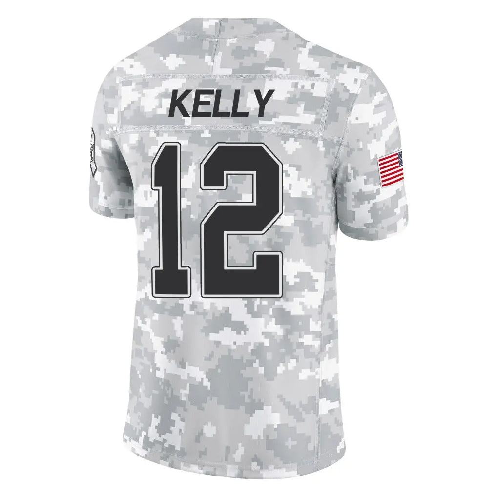 STECN B.Bills #12 Jim Kelly Player Arctic Camo Salute to Service Limited Stitched Jerseys