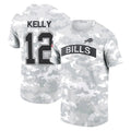 STECN B.Bills #12 Jim Kelly Player Arctic Camo Salute to Service T-Shirt Hoodies Stitched Jerseys