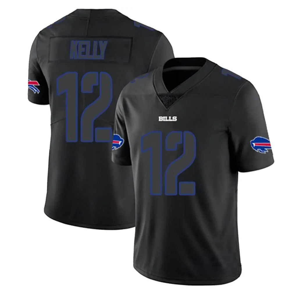 STECN B.Bills #12 Jim Kelly Player Black Impact Limited Game Stitched Jerseys