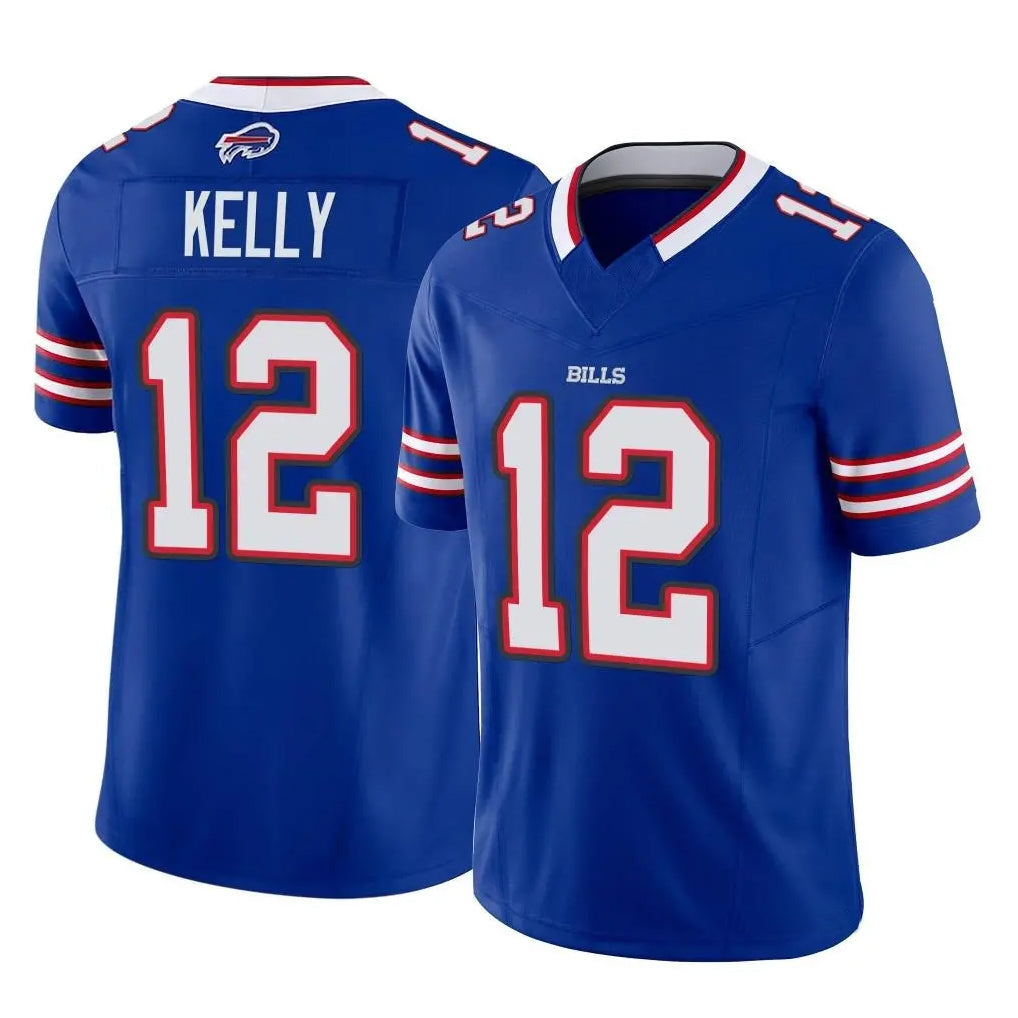 STECN B.Bills #12 Jim Kelly Player Royal Vapor F.U.S.E. Limited Home Game Stitched Jerseys