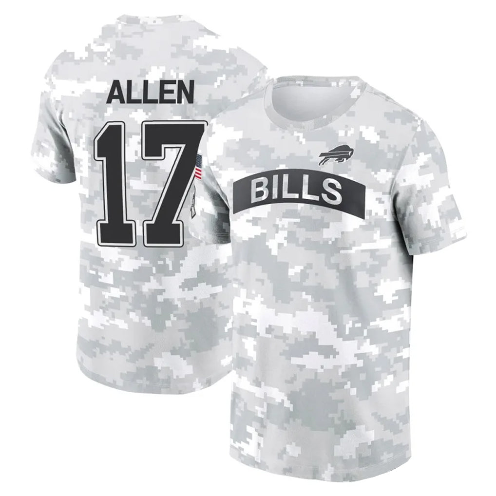 STECN B.Bills #17 Josh Allen Player Arctic Camo Salute to Service T-Shirt Hoodies Stitched Jerseys